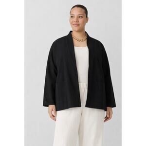Eileen Fisher Organic Cotton Pucker Open Jacket - Black - 2X NWOT
